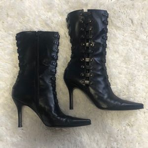 Vintage STUART WEITZMAN Calf Boots - Black - Size 6.5